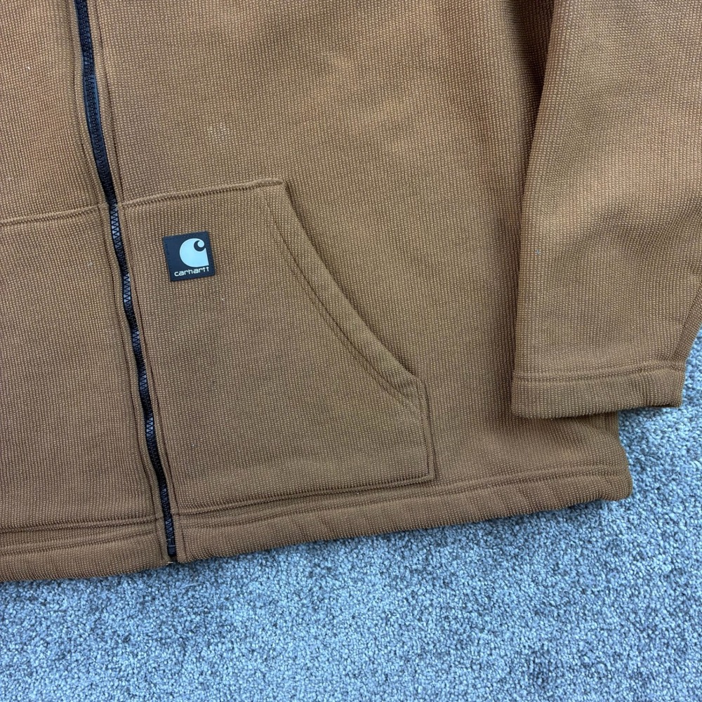 Carhartt Fleece Jacket Mens 2XL Brown Full Zip Workwear Coat J173 BUC - Picture 3 of 6